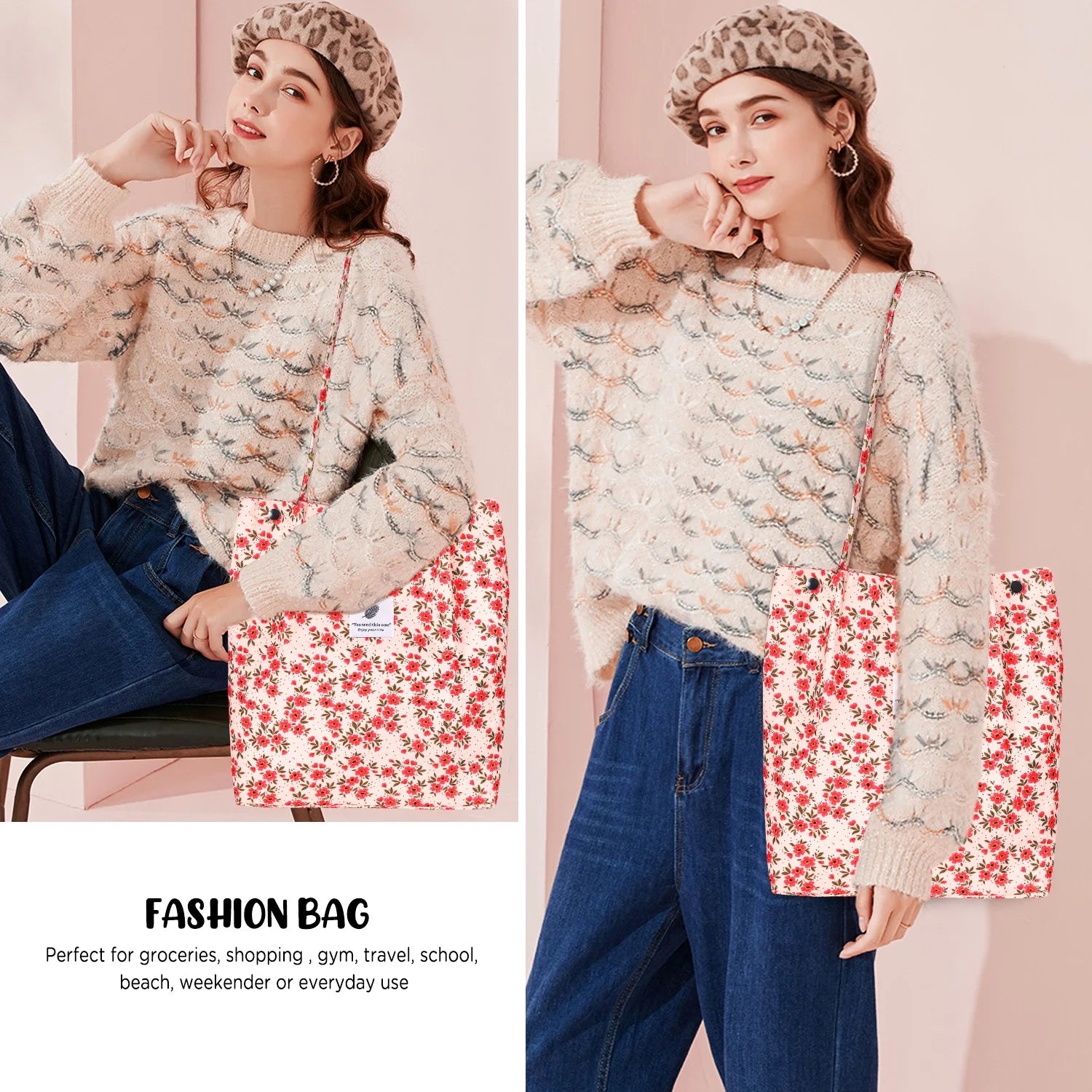 Corduroy Tote Bag for Women Girl Lady Large Corduroy Bag Canvas Shoulder Bag and Handbags with Inner Pocket
